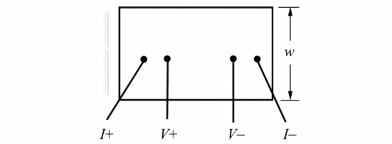 改进的四探针法测试薄膜器件的示意图