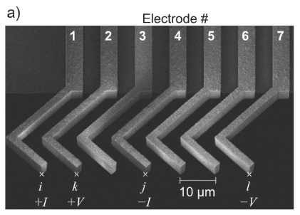本研究中使用的七电极探针的扫描电子显微镜图像